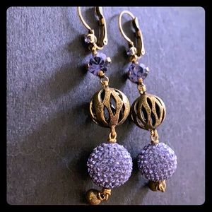 Sancesario purple/gold chandelier drop earrings